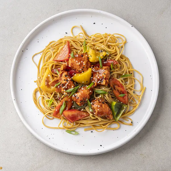 Chilly Fish With Chow Mein Noodles